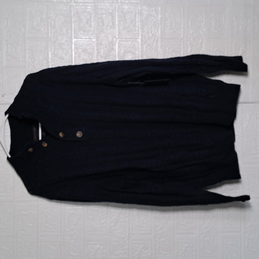LACHLAN Lambswool Nylon Cable-Knit Stand Collar Sweater